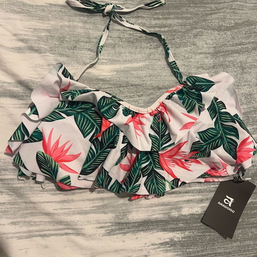 Amaggigo two-piece swimsuit new, high waisted, halter green