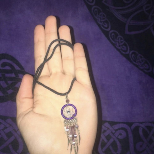 Boho/hippie fairy necklace like new, purple and silver