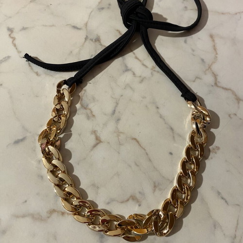 Handmade adjustable gold-tone necklace with cord