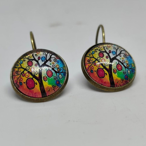 Vintage Boho Earrings bronze with Tree of Life like new