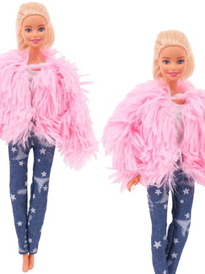 Pink Star doll dress new with blouse, pants and pink fur