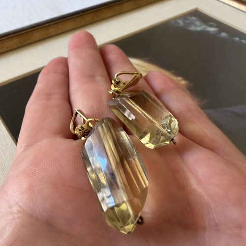 Smoky Quartz Earrings vintage, like new