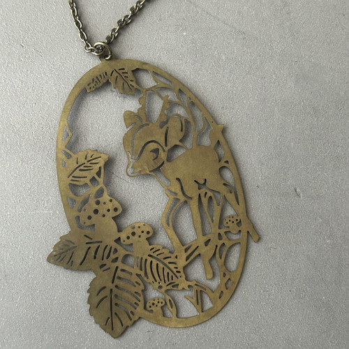 Long Bambi & Thumper Brass Necklace Disney Design like new