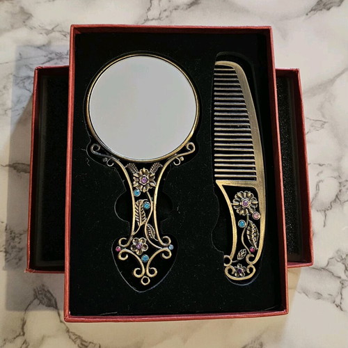 Vintage mirror and comb set from Turkey