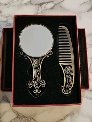 Vintage mirror and comb set from Turkey