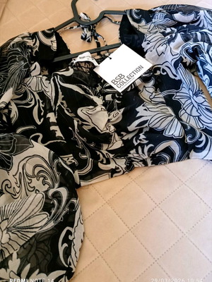 BSB blouse black and white fine weave, new, size 40