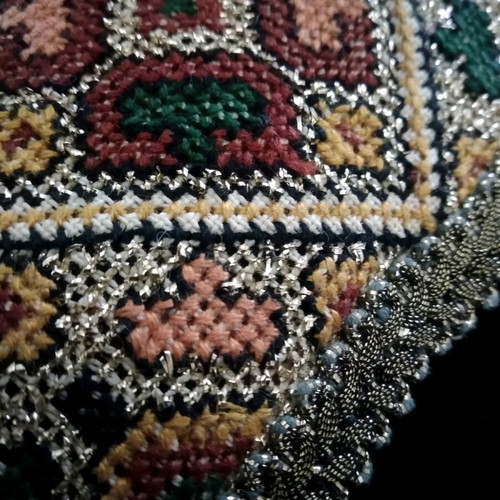 Handmade embroidery with green velvet like new