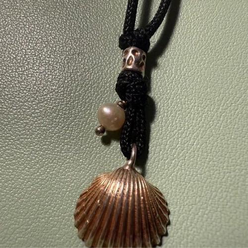 Handmade shell pendant necklace in gold-plated 925 silver with pearl new