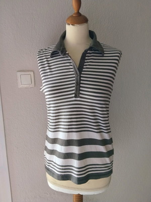Christian Berg striped sleeveless polo top like new, white and green, size XL