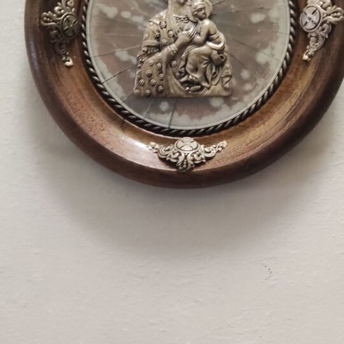Panagia with wooden frame and carving like new