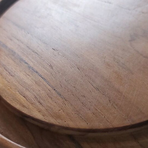 Cheese dish like new with wooden base and glass lid