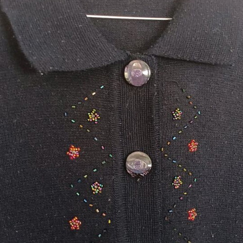 Old-fashioned woollen cardigan like new, dark blue, size L