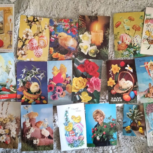 Vintage Easter cards used, set of 18 pieces