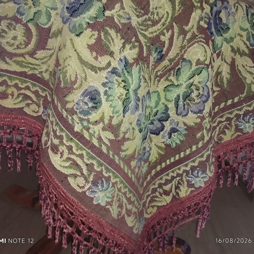 Old double-sided figure tablecloth, thick fabric, 1950s, 1.50x1.50 m
