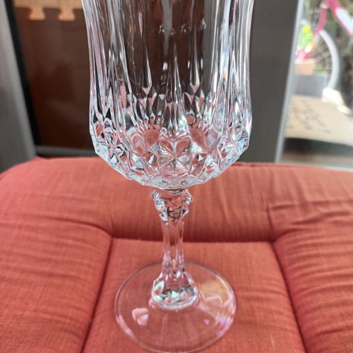 Water jug and crystal stemmed glass like new, height 20 cm