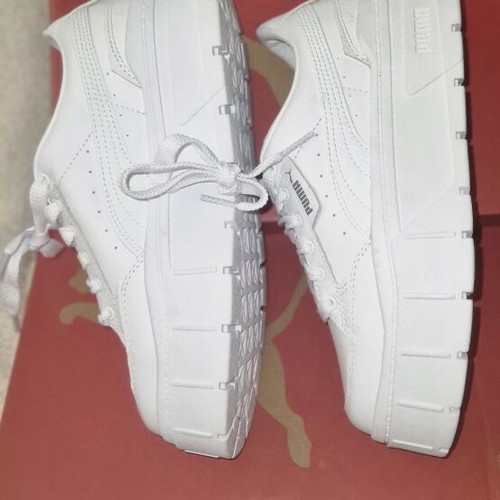 Puma Mayze Stack leather sneakers, size 38, white