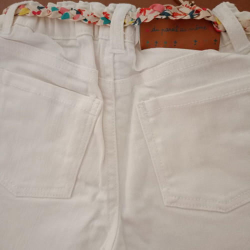 Dpam White Boho Denim Pants for 6 Years New with Floral Belt