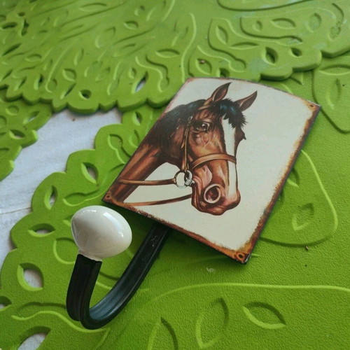 Metal wall hook with horse decoration new