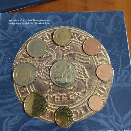 Belgian 2002 FDC euro coin set original in case with medal new
