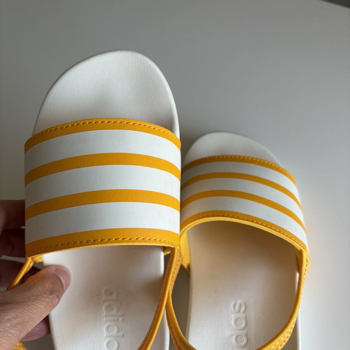 Adidas kids sandals, white and yellow, size 31
