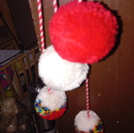Martenichka for hanging used, traditional style with large pompoms