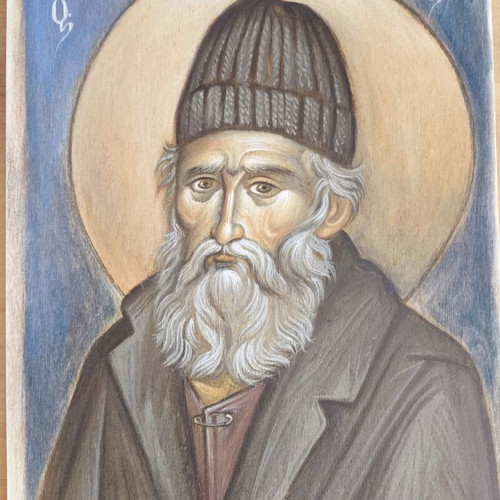 Saint Paisios Byzantine icon with traditional technique, new