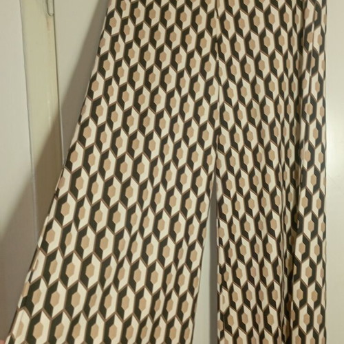 Wide-leg pants with geometric patterns, like new, size S