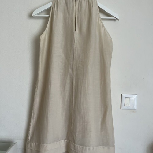 Champagne dress Daniel & Mayer like new, elegant halter neckline