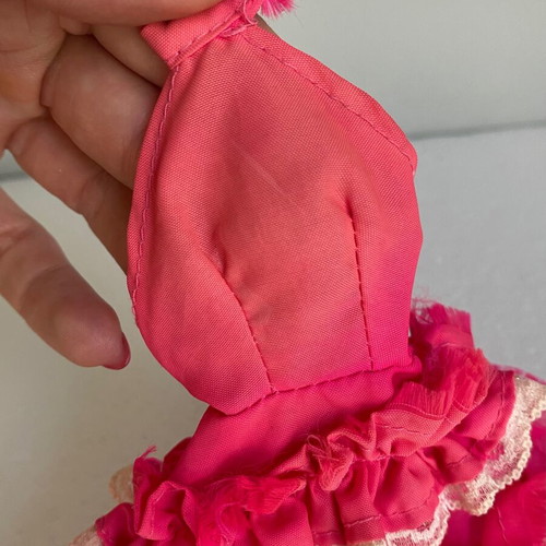 Vintage Bibi Bo doll pink dress used with ruffles 1980s