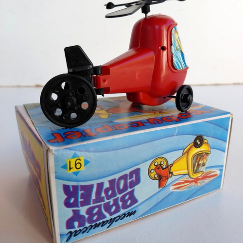 Wind-up Helicopter Toy 1960s Priftis New