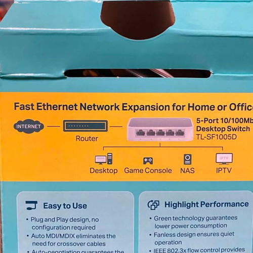 TP-LINK TL-SF1005D v12 Unmanaged L2 Switch with 5 Ethernet Ports new