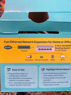 TP-LINK TL-SF1005D v12 Unmanaged L2 Switch με 5 θύρες Ethernet καινούργιο