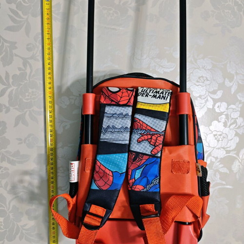 Spiderman school backpack used with wheels and detachable mask