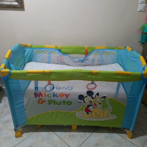 Grecostrom 2-Level Playpen used with mosquito net