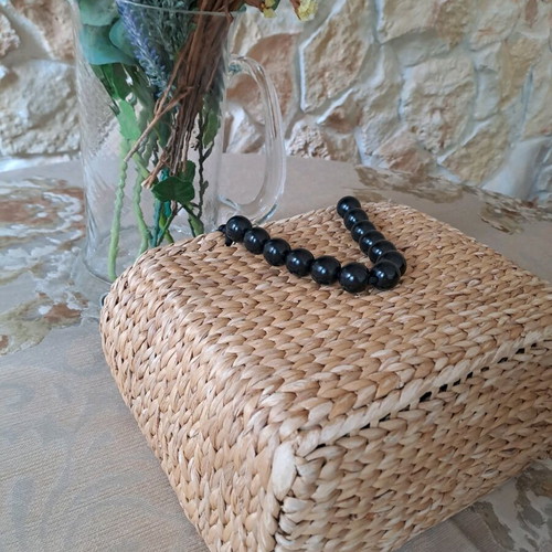 Stradivarius straw bag like new, black and beige