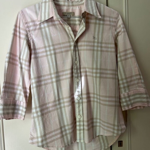 BURBERRY LONDON No S, women's shirt, three-quarter sleeve, elastic fabric. Authentic.