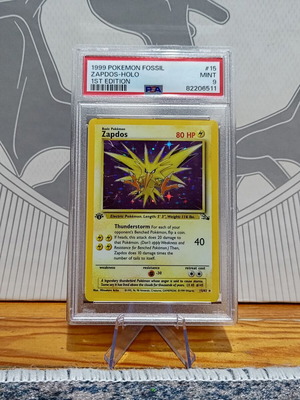 Zapdos 1st Edition PSA 9 Mint Pokemon Card from Fossil Set