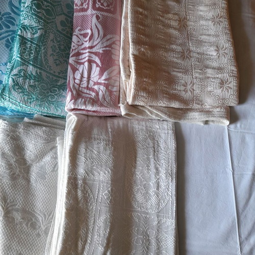 Handmade blankets and throws, like new, blue pink white shades