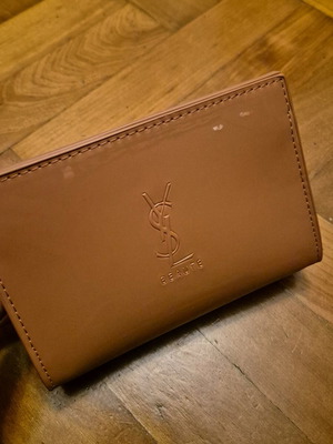 Yves Saint Laurent toiletry bag new dark beige pink shade rotten apple