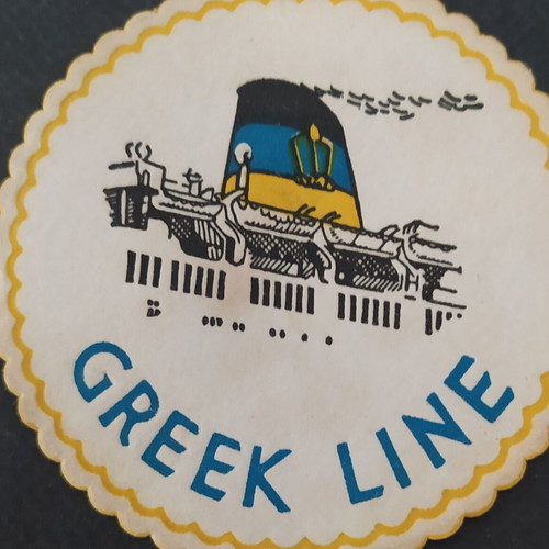 Greek Line paper coasters pack of 6 used, 1960s