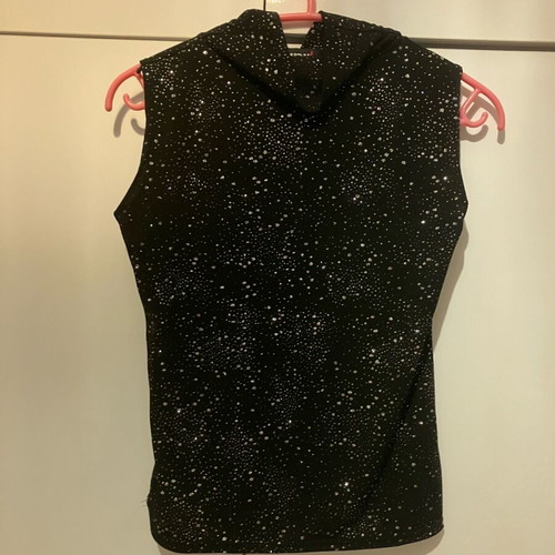 Black sleeveless turtleneck top with silver glitter like new