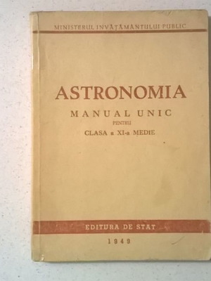 Astronomia βιβλίο σε πολύ καλή κατάσταση, 1949, ρουμανική γλώσσα