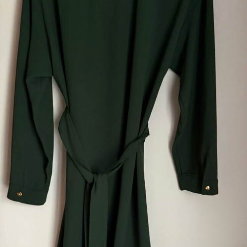 ZARA Mini Shirt Dress Like New Green Cypress With Gold Detail