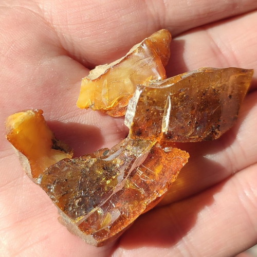 Russian Amber low pressure fragile, 4 pieces 8 grams
