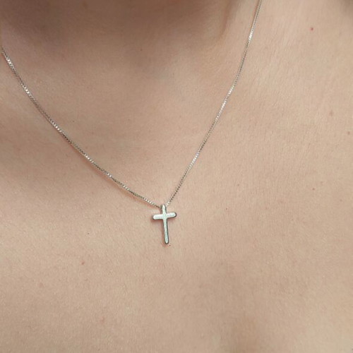 Minimal silver 925 cross necklace new