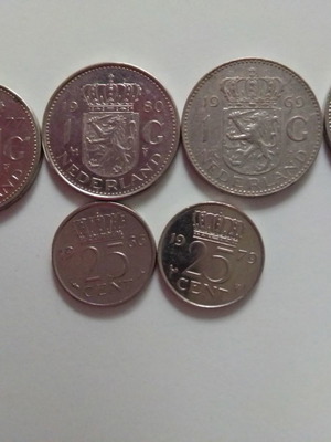 Netherlands coins used, pack of 6 gulden and cents