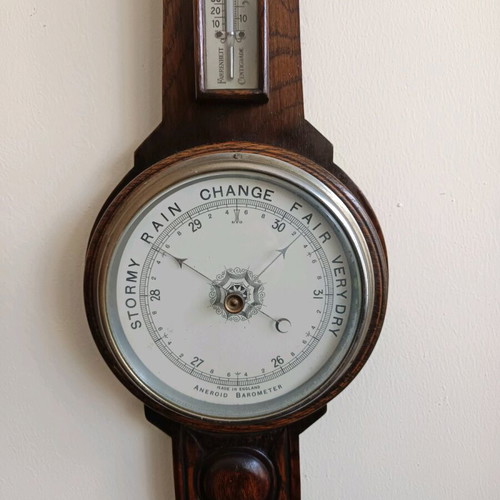 Antique barometer used, solid wood, 62x21 cm