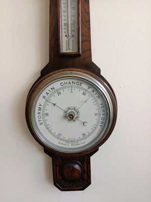 Antique barometer used, solid wood, 62x21 cm