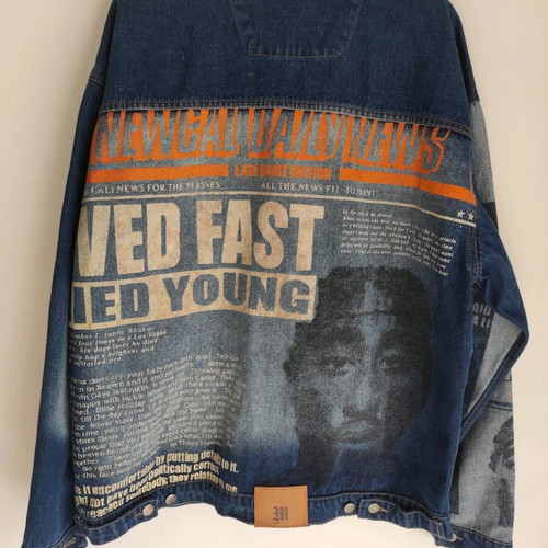 2 Pac Makaveli vintage denim jacket size XL like new
