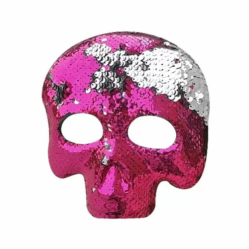 Skull mask with magic sequins fuchsia new